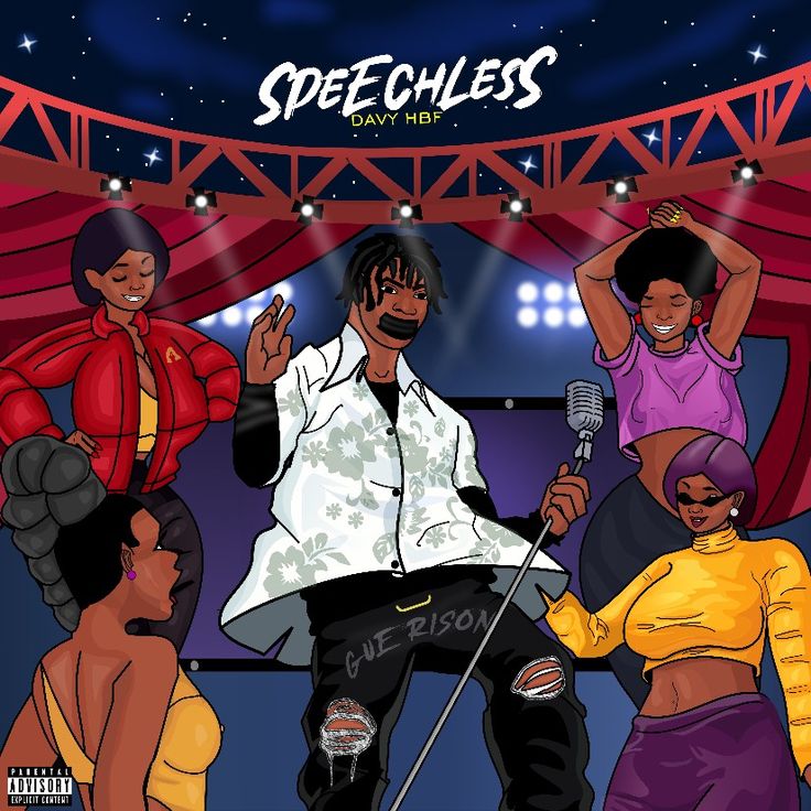 Speechless — Davy HBF — Illustrated stage-scene single cover by Geraldine Creative Co.