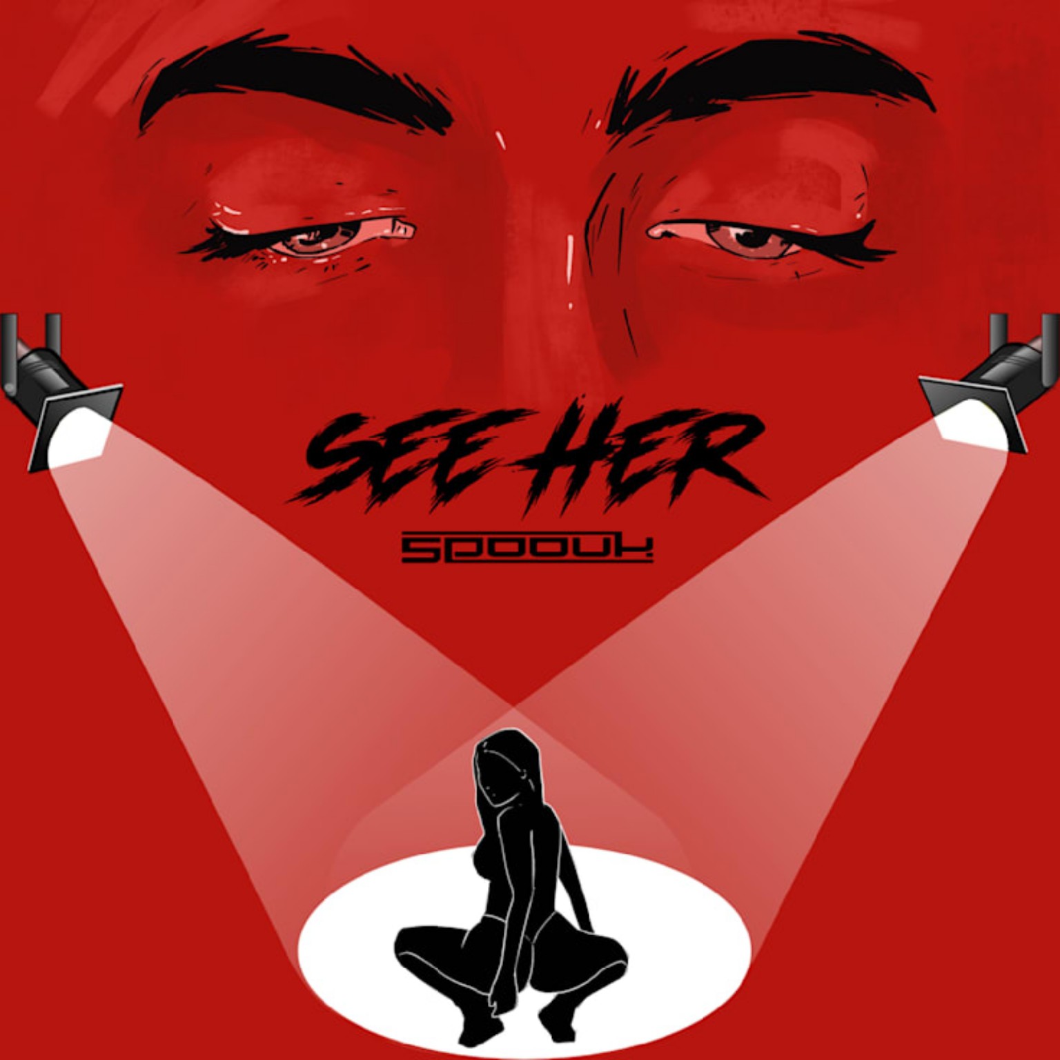 See Her — Spoouk — Single cover — high contrast illustration by Geraldine Creative Co.