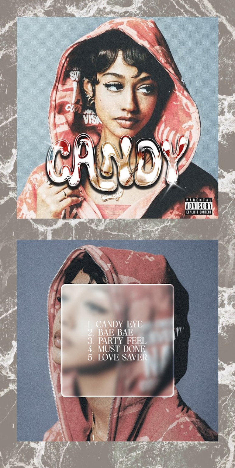 Candy — Cover plus tracklist layout by Geraldine Creative Co.