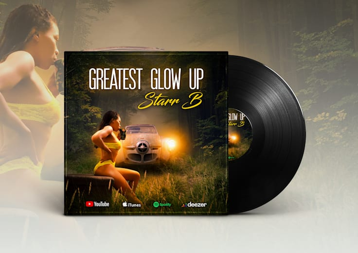 Greatest Glow Up — Starr B — Single cover and vinyl presentation by Geraldine Creative Co.