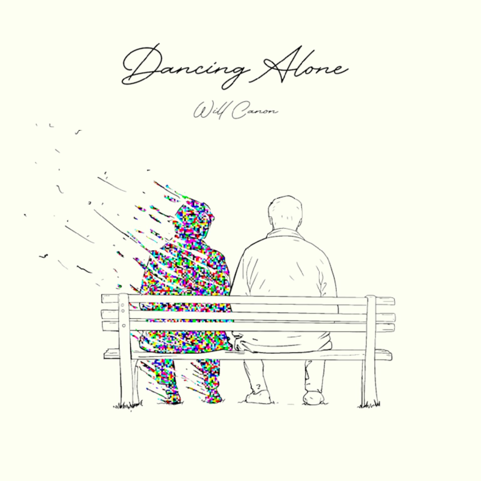 Dancing Alone — Will Canon — Line art with glitch treatment by Geraldine Creative Co.